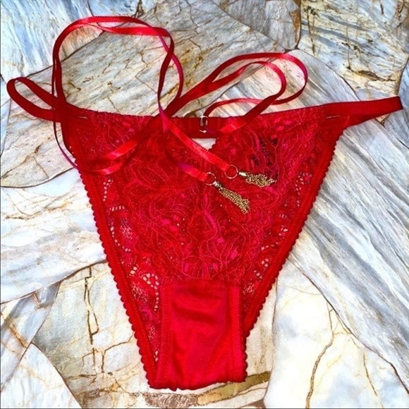 1pcs Victoria's Secret Lace Panties Wrap Kink Straps Metal Chain Tassels - Picture 3 of 14